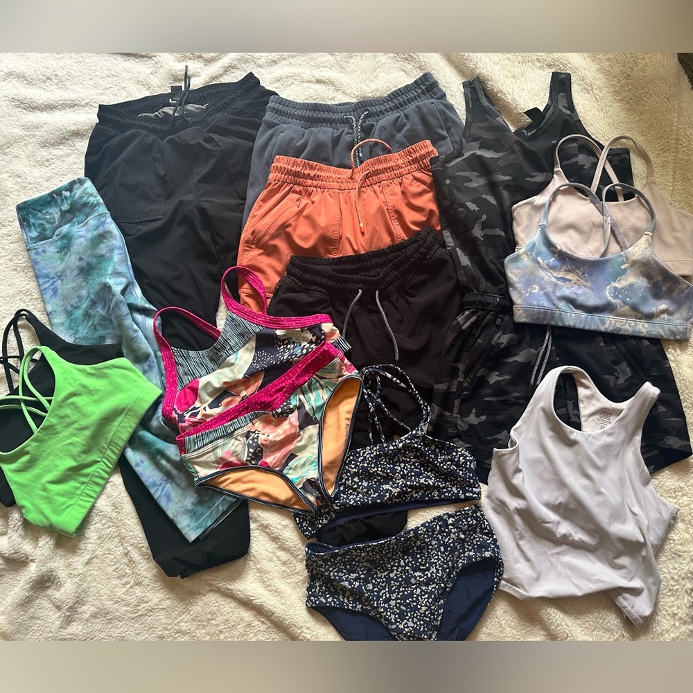 Large Athleta Girl bundle 15 pieces swim bras shorts size large/12